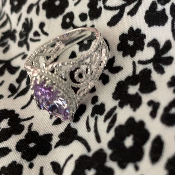 Marquis amethyst promise ring, size 8, elegant style - Picture 5 of 8